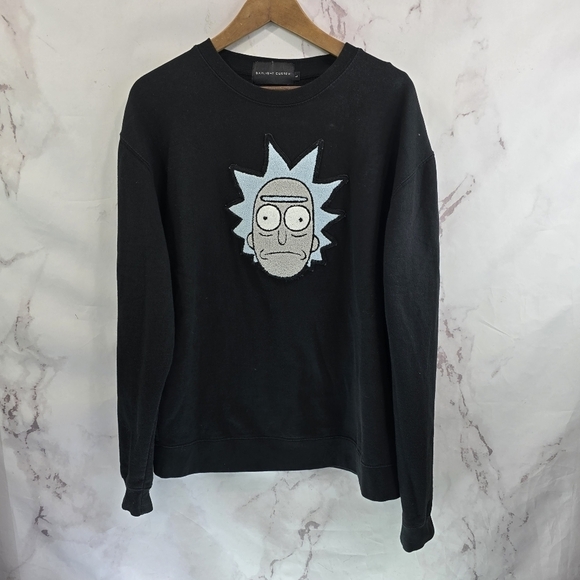 Daylight Curfew Rick & Morty Sweatshirt Mens Large Black Crew Adult Swim